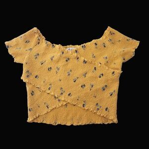 Hollister Women's Blouse Large Cross Over Floral Stretch Crop Top